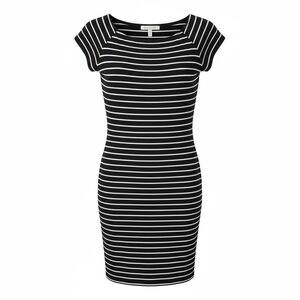 No Boundaries Ribbed Off The Shoulder Striped Bodycon Dress Black White Sz XXL